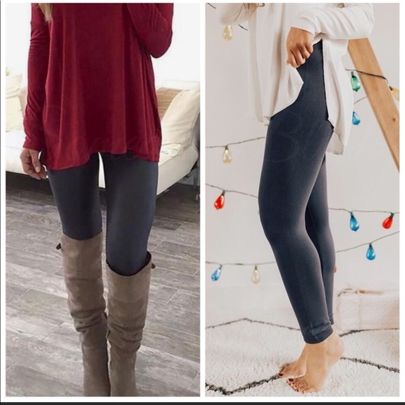 Charcoal Fleece Lined Leggings - Picture 3 of 3